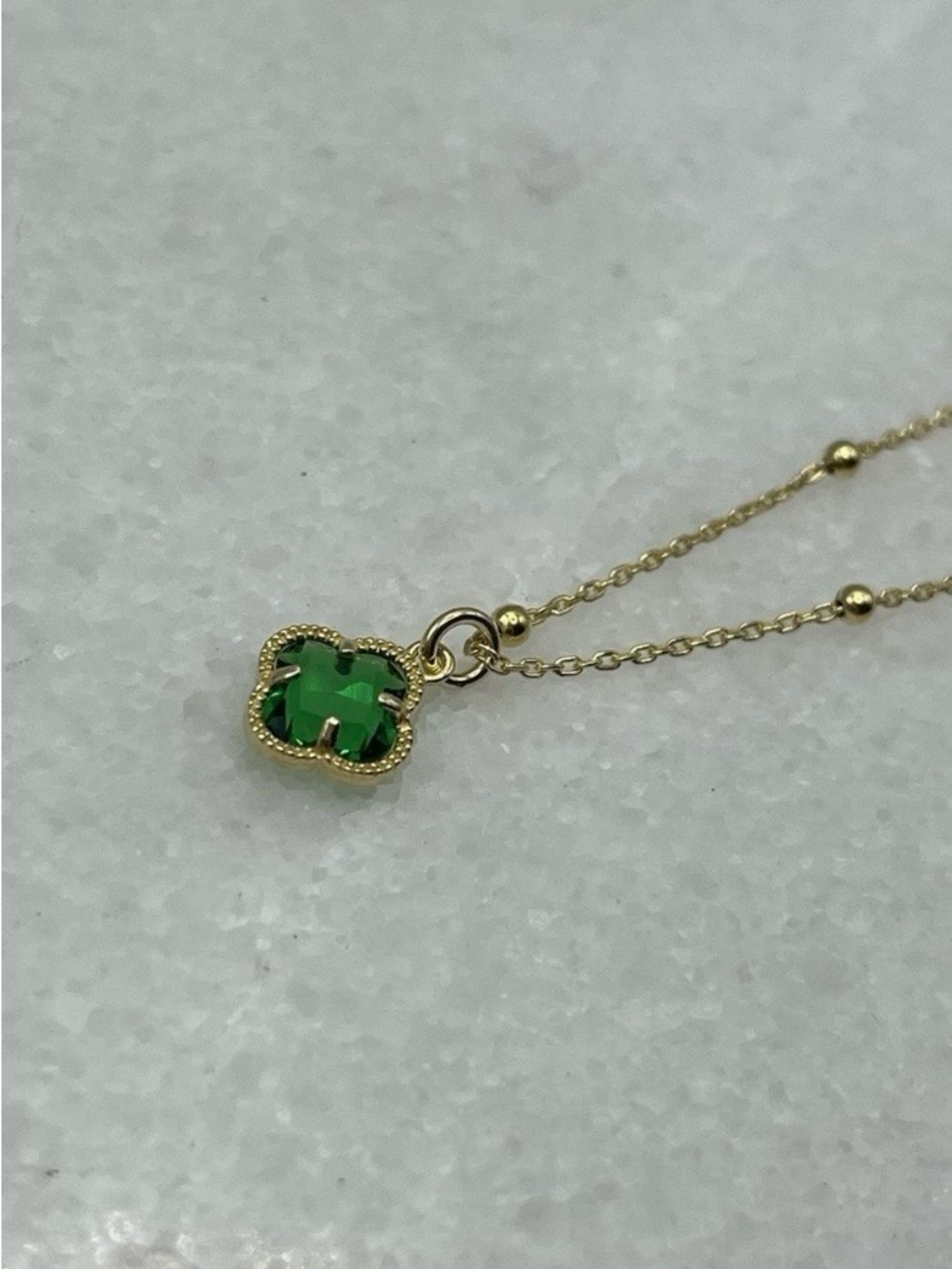 Mía Fiore 925 Silver, 14k gold plated Green Clover Necklace